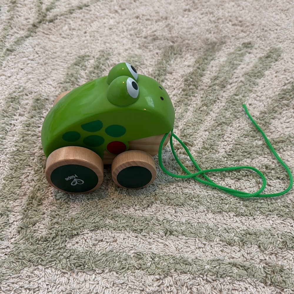 Green Wooden Frog Pull Toy - Picture 1 of 3
